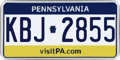 PA license plate KBJ2855