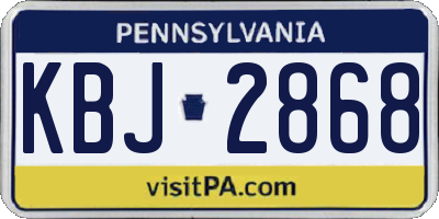PA license plate KBJ2868