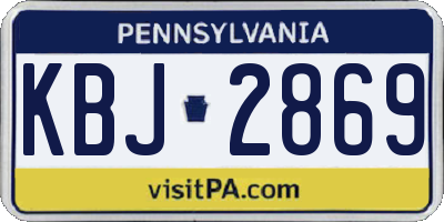 PA license plate KBJ2869