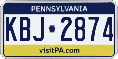 PA license plate KBJ2874