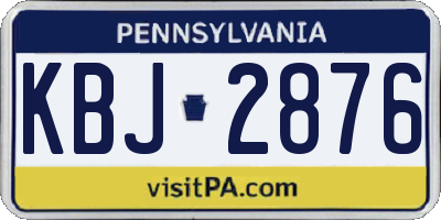 PA license plate KBJ2876