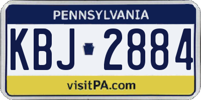 PA license plate KBJ2884
