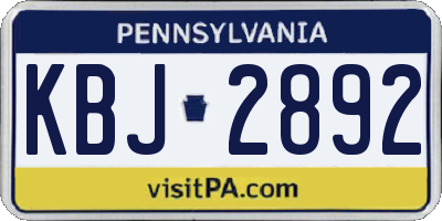 PA license plate KBJ2892