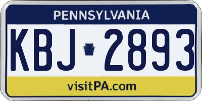 PA license plate KBJ2893