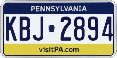 PA license plate KBJ2894