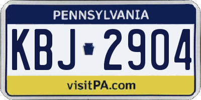 PA license plate KBJ2904