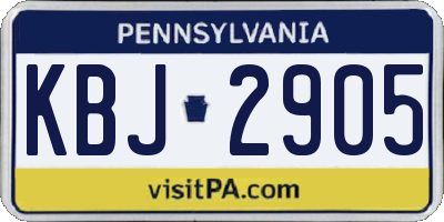PA license plate KBJ2905