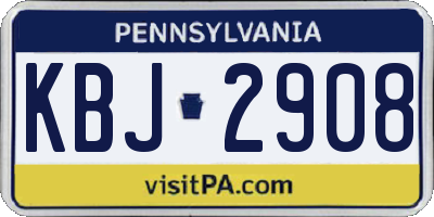 PA license plate KBJ2908