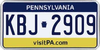 PA license plate KBJ2909