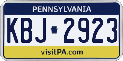 PA license plate KBJ2923