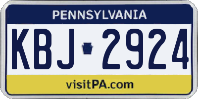 PA license plate KBJ2924