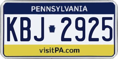 PA license plate KBJ2925