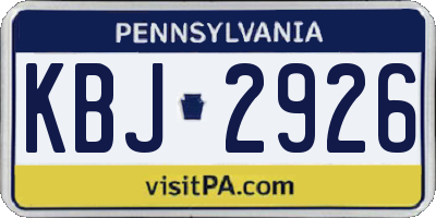 PA license plate KBJ2926