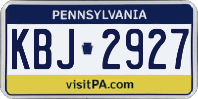 PA license plate KBJ2927