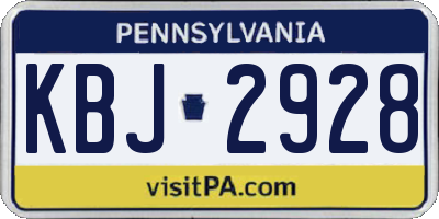 PA license plate KBJ2928