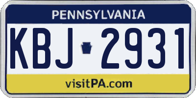 PA license plate KBJ2931