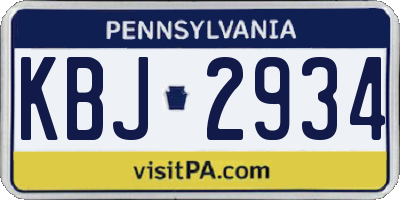 PA license plate KBJ2934