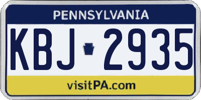 PA license plate KBJ2935