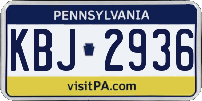 PA license plate KBJ2936