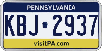 PA license plate KBJ2937