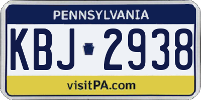 PA license plate KBJ2938