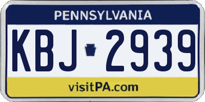 PA license plate KBJ2939