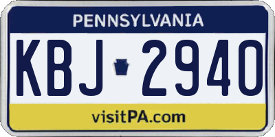 PA license plate KBJ2940