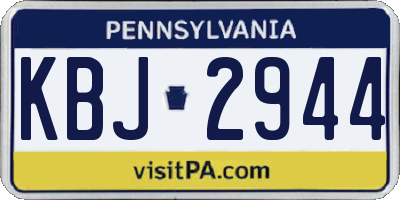 PA license plate KBJ2944