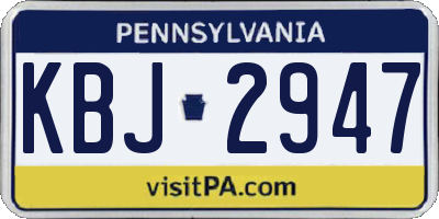 PA license plate KBJ2947