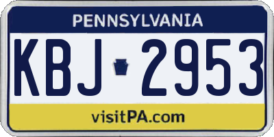 PA license plate KBJ2953