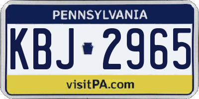 PA license plate KBJ2965