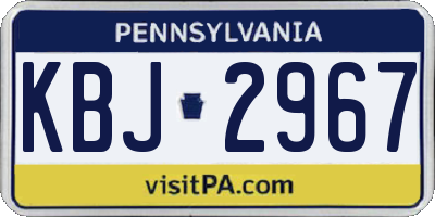 PA license plate KBJ2967