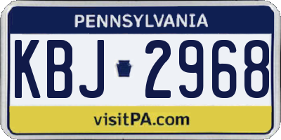 PA license plate KBJ2968
