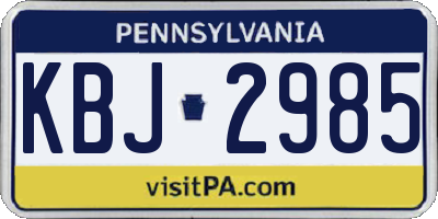 PA license plate KBJ2985