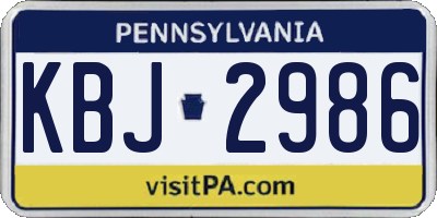 PA license plate KBJ2986