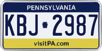 PA license plate KBJ2987