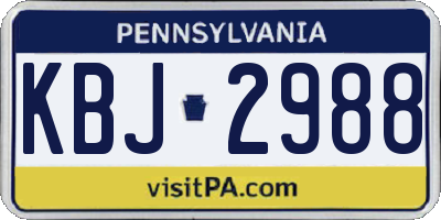 PA license plate KBJ2988