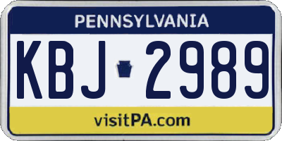 PA license plate KBJ2989
