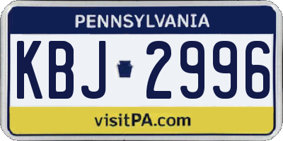 PA license plate KBJ2996