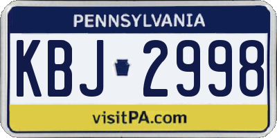 PA license plate KBJ2998