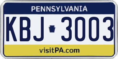 PA license plate KBJ3003