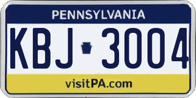 PA license plate KBJ3004