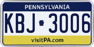 PA license plate KBJ3006