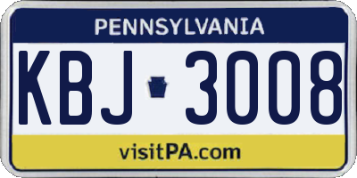 PA license plate KBJ3008