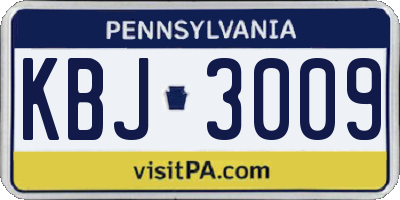 PA license plate KBJ3009