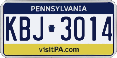 PA license plate KBJ3014