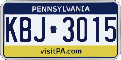 PA license plate KBJ3015
