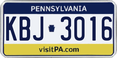 PA license plate KBJ3016