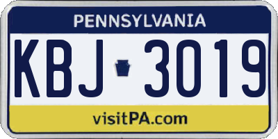 PA license plate KBJ3019