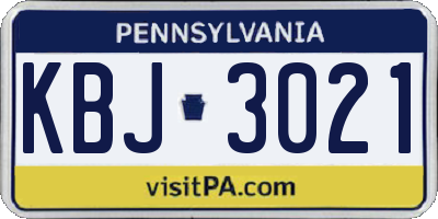 PA license plate KBJ3021